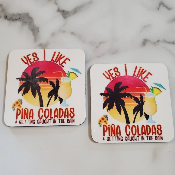 Yes, I like Pina Coladas and getting caught in the rain 2 Pack Coasters - Picture 3 of 6